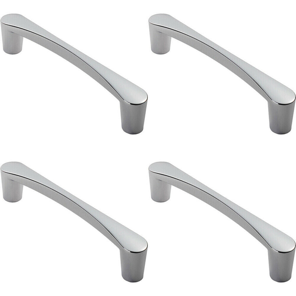 Loops 4X Curved D Shape Pull Handle 146 X 18.5Mm 128Mm Fixing Centres Polished Chrome