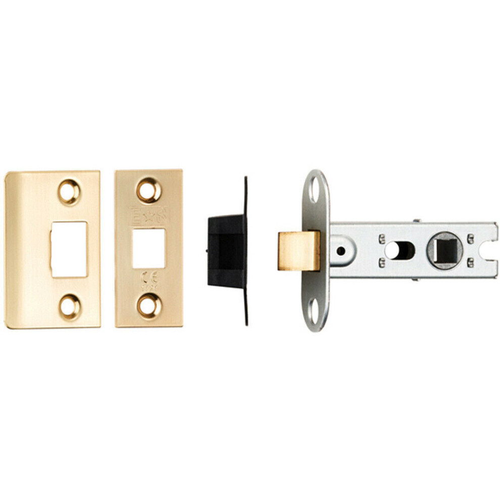 Loops 64Mm Tubular Mortice Door Latch Bolt Through Square Forends Satin Brass