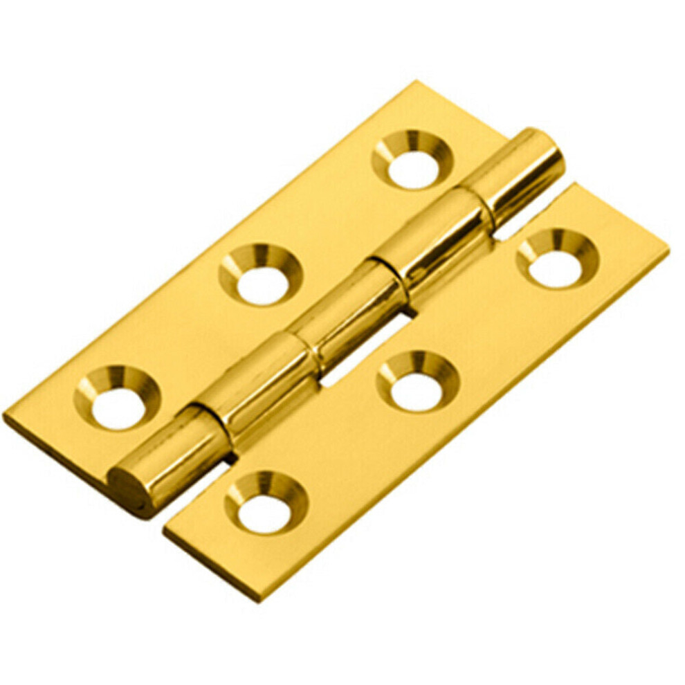 Pair 50 X 28 X 1.5Mm Cabinet Hinge Polished Brass Small Cupboard Door 5056492563412