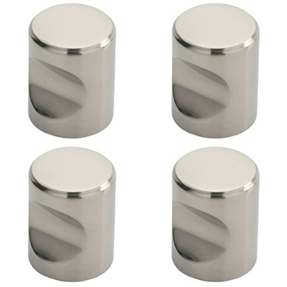 4x Cylindrical Cupboard Door Knob 20mm Diameter Polished Stainless Steel Handle