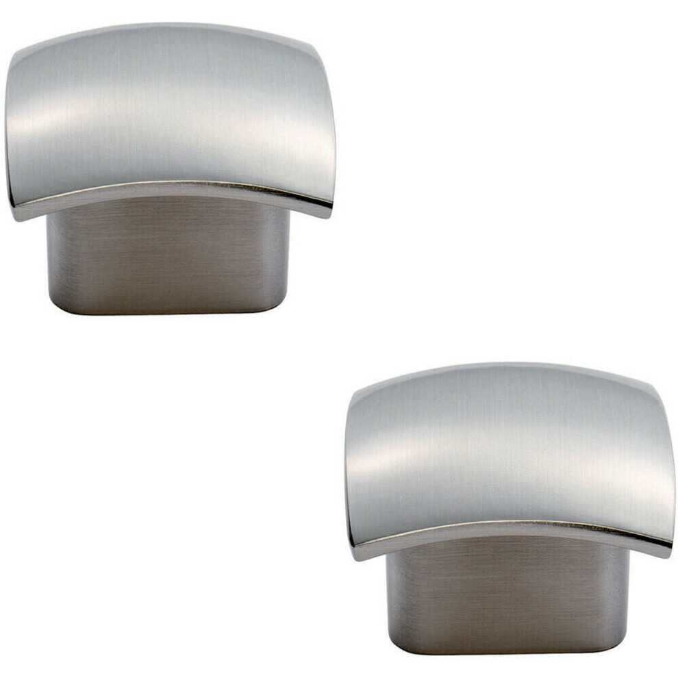 Loops 2X Convex Face Cupboard Door Knob 33 X 30.5Mm Satin Nickel Cabinet Handle