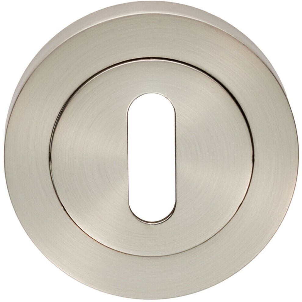 50Mm Lock Profile Round Escutcheon 10Mm Depth Concealed Fix Satin Nickel 5056492561852