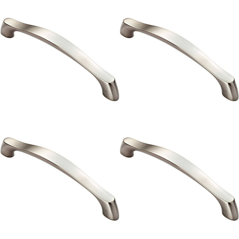 4X Chunky Arched Grip Pull Handle 194 X 17Mm 160Mm Fixing Centres Satin Nickel 5056524203972