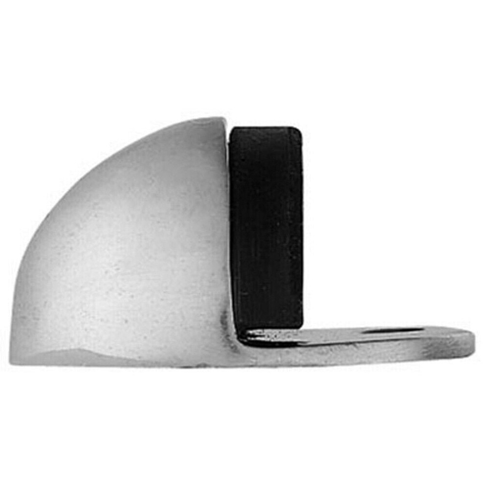 Loops Floor Mounted Oval Doorstop 44 X 22Mm Polished Chrome Half Moon Stopper