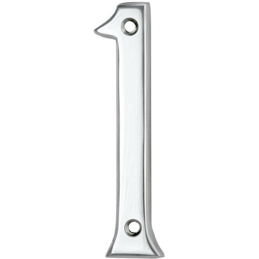 Loops Polished Chrome Door Number 1 75Mm Height 4Mm Depth House Numeral Plaque
