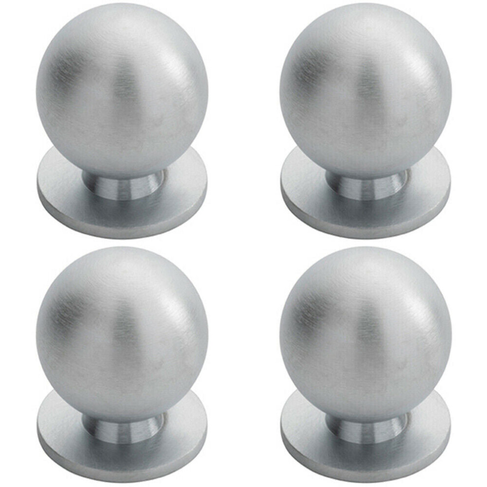 4x Solid Ball Cupboard Door Knob 30mm Diameter Satin Chrome Cabinet Handle