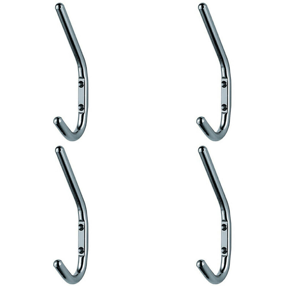 4x Slimline One Piece Hat & Coat Hook 59mm Projection Bright Stainless Steel