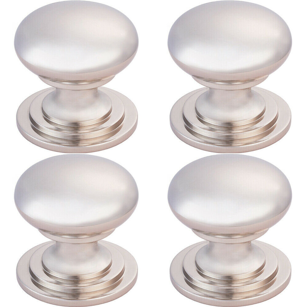 4x Victorian Round Cupboard Door Knob 38mm Dia Polished Nickel Cabinet Handle