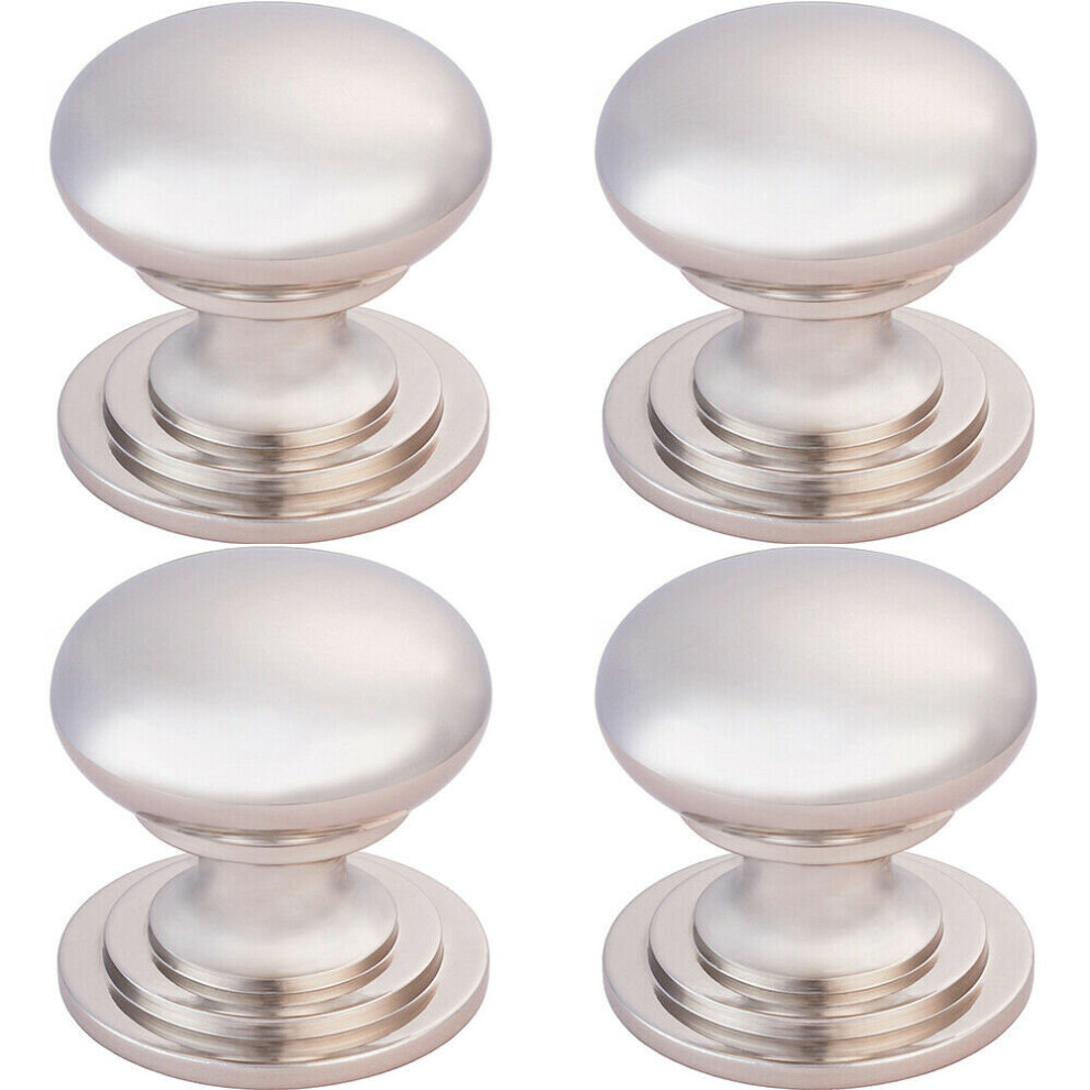 4X Victorian Round Cupboard Door Knob 38Mm Dia Polished Nickel Cabinet Handle 5056524203934