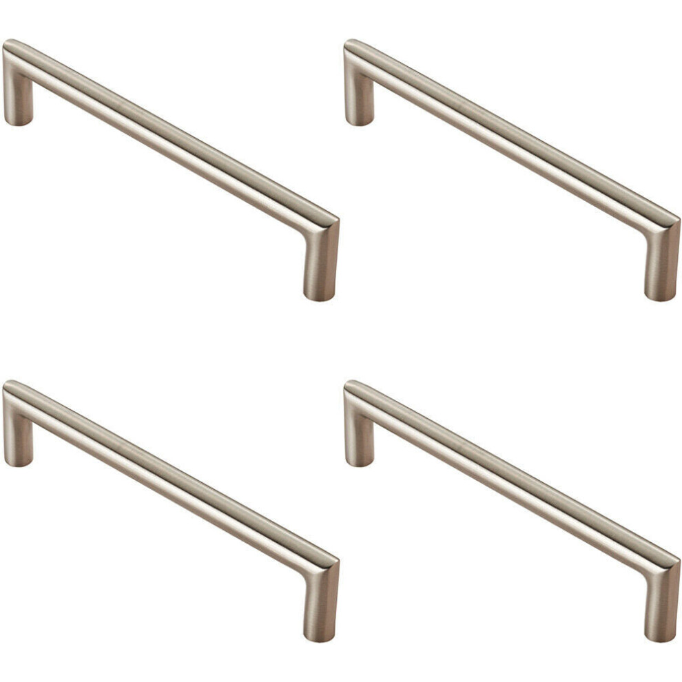 Loops 4X Mitred Round Bar Pull Handle 138 X 10Mm 128Mm Fixing Centres Satin Steel