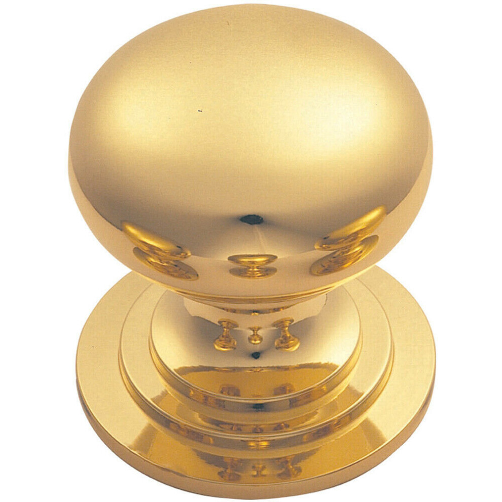 Victorian Round Cupboard Door Knob 25mm Dia Polished Brass Cabinet Handle