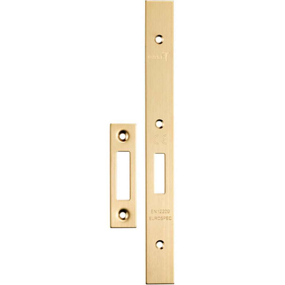 Loops Forend Strike & Fixing Pack Suitable For Din Euro Deadlock Satin Brass