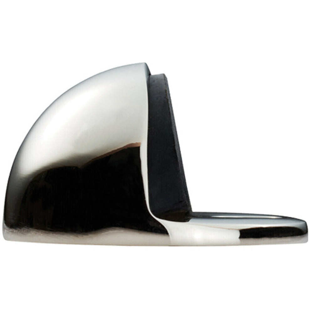 Loops Floor Mounted Oval Doorstop 44 X 22Mm Polished Nickel Half Moon Stopper