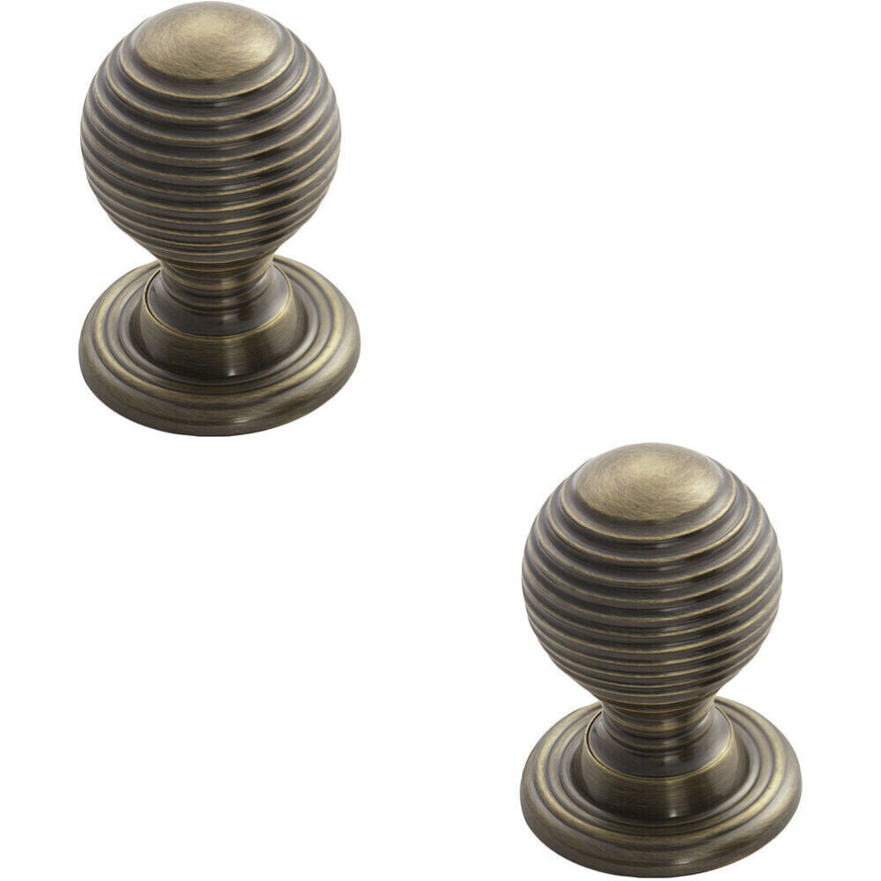 Loops 2X Textured Reeded Ball Cupboard Door Knob 23Mm Dia Florentine Bronze Handle