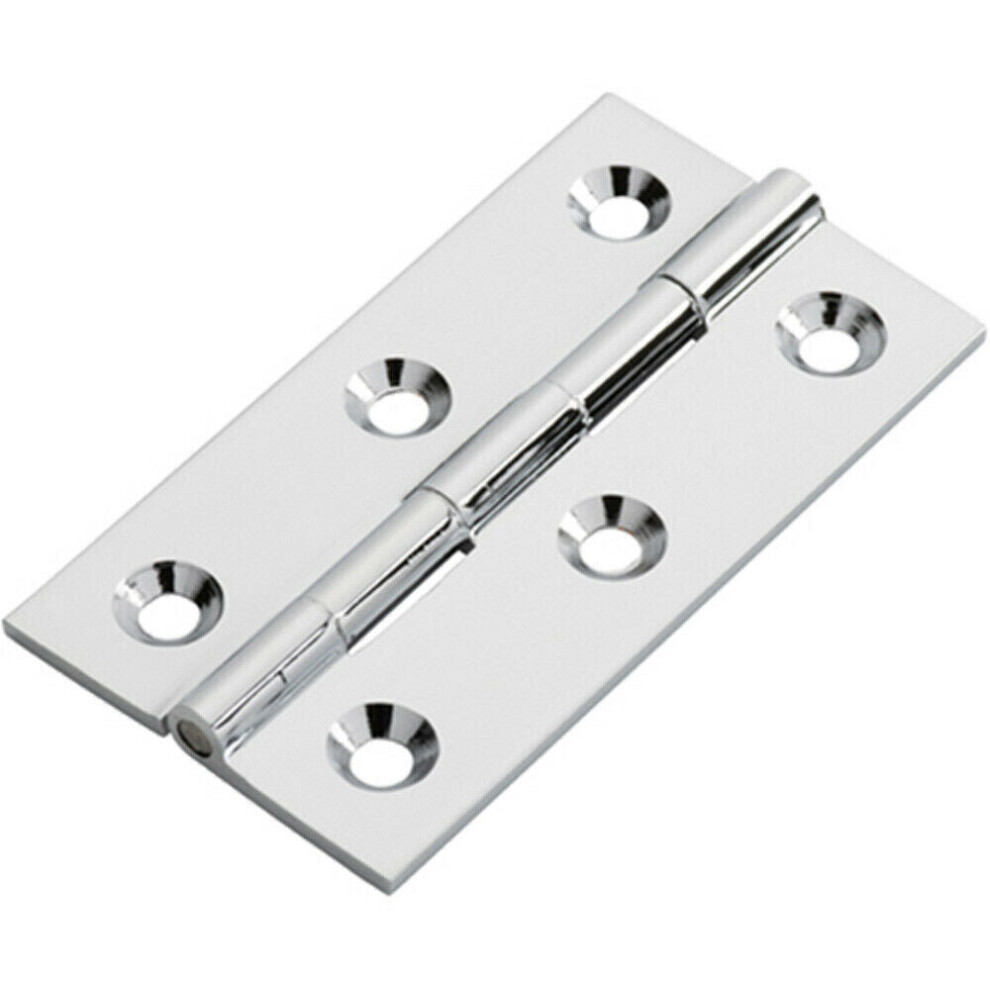 PAIR 64 x 35 x 2mm Cabinet Hinge Polished Chrome Small Cupboard Door