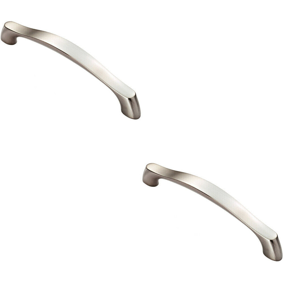 Loops 2X Chunky Arched Grip Pull Handle 194 X 17Mm 160Mm Fixing Centres Satin Nickel