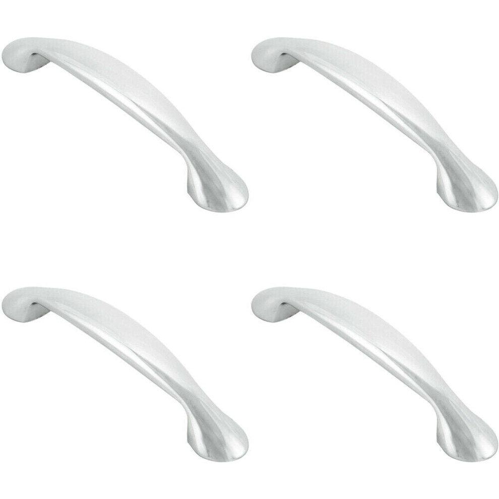 Loops 4X Flared Cabinet Pull Handle 165.5 X 23Mm 128Mm Fixing Centres Chrome