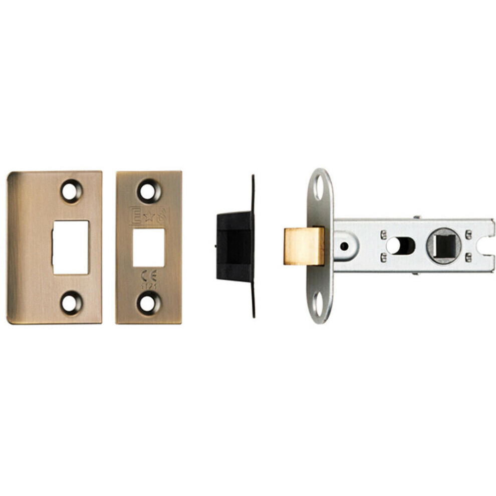 64Mm Tubular Mortice Door Latch Bolt Through Square Forends Antique Brass 5056492561661