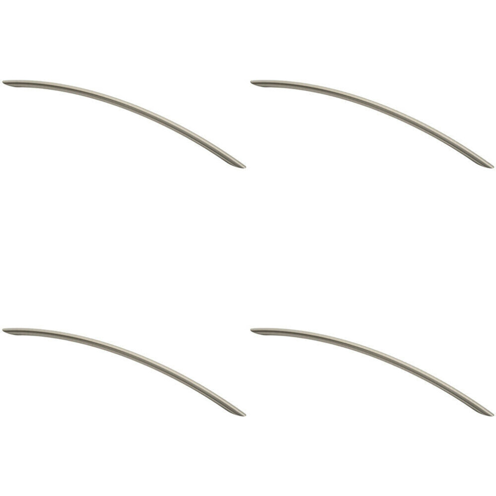 4X Curved Bow Cabinet Pull Handle 372 X 10Mm 320Mm Fixing Centres Satin Nickel 5056524201800