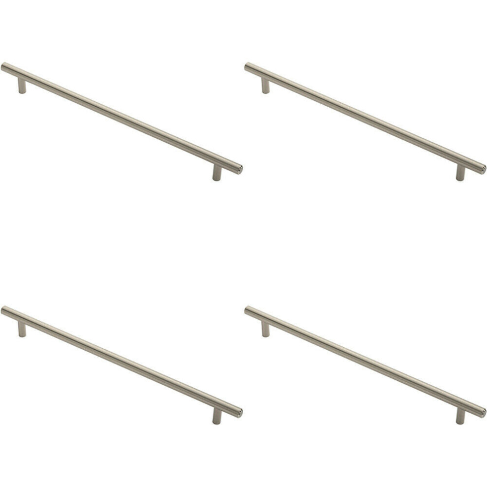 4X Round T Bar Cabinet Pull Handle 348 X 12Mm 288Mm Fixing Centres Satin Nickel