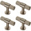 Loops 4x Knurled Cupboard T Shape Pull Handle 50 x 13mm Satin Nickel Cabinet Handle 1