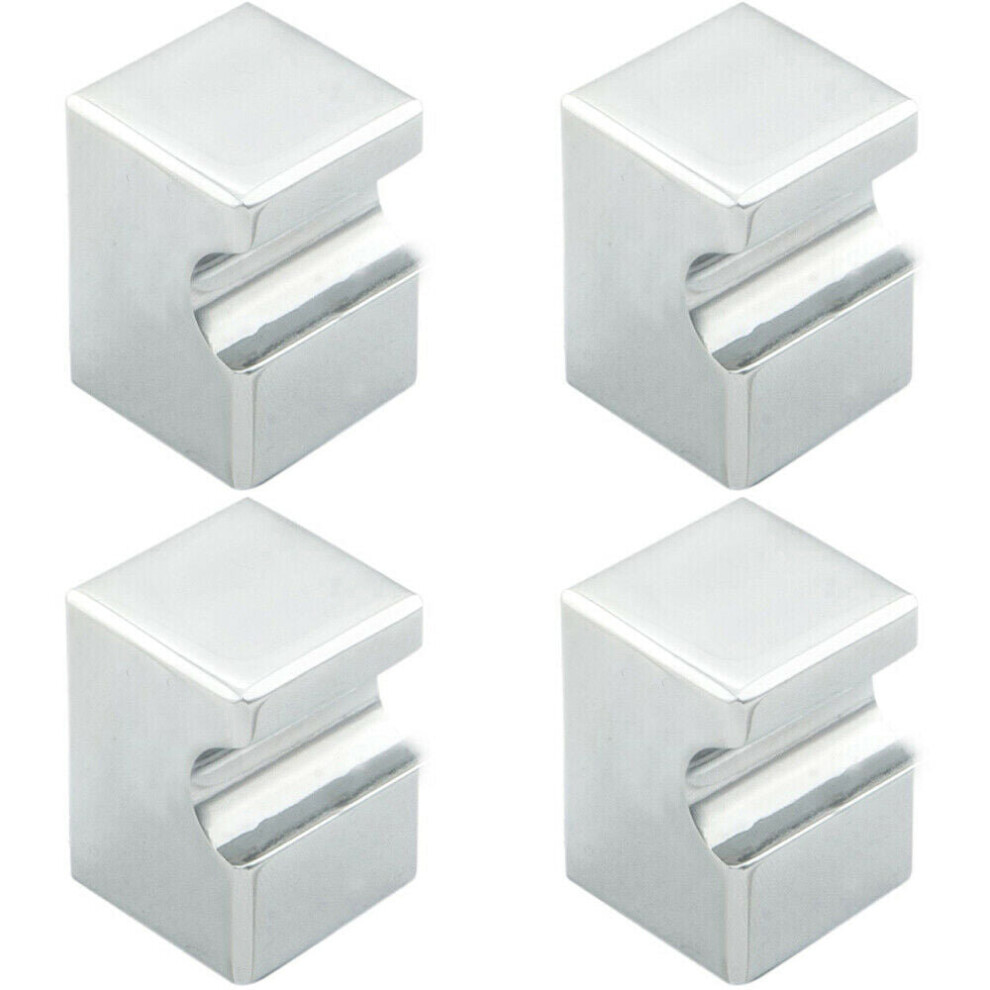 Loops 4X Square Cupboard Door Knob 18 X 18Mm 25Mm Projection Polished Chrome
