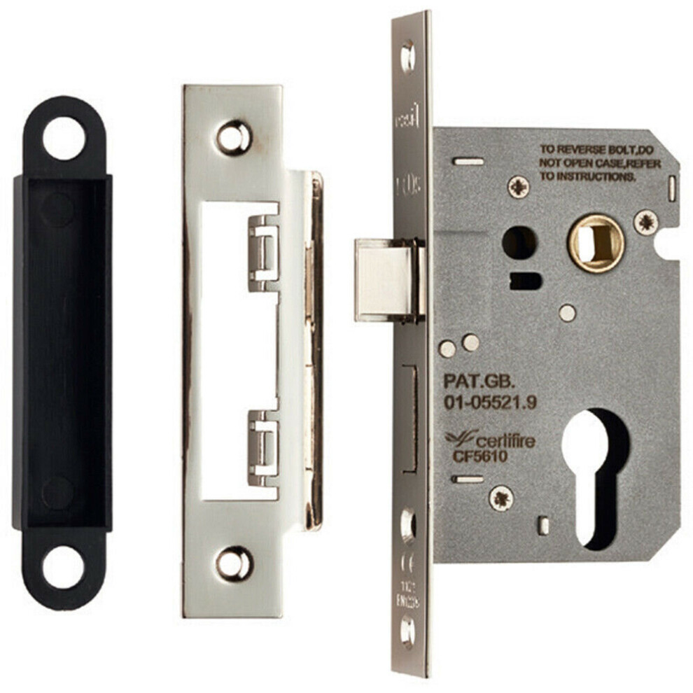 Loops 64Mm Contract Euro Profile Sashlock Square Forend Nickel Plated Door Latch