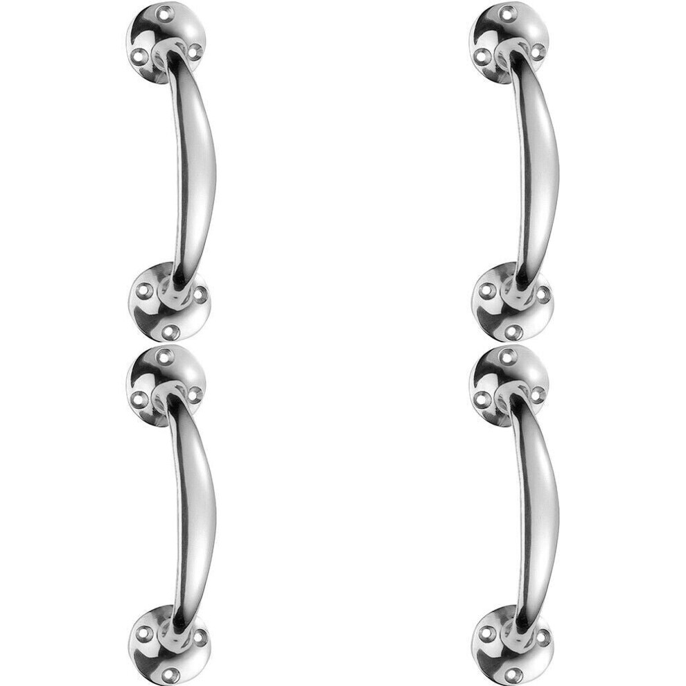 4X Victorian Bow Shaped Pull Handle 152Mm Length 32Mm Proj Polished Chrome 5056524204061