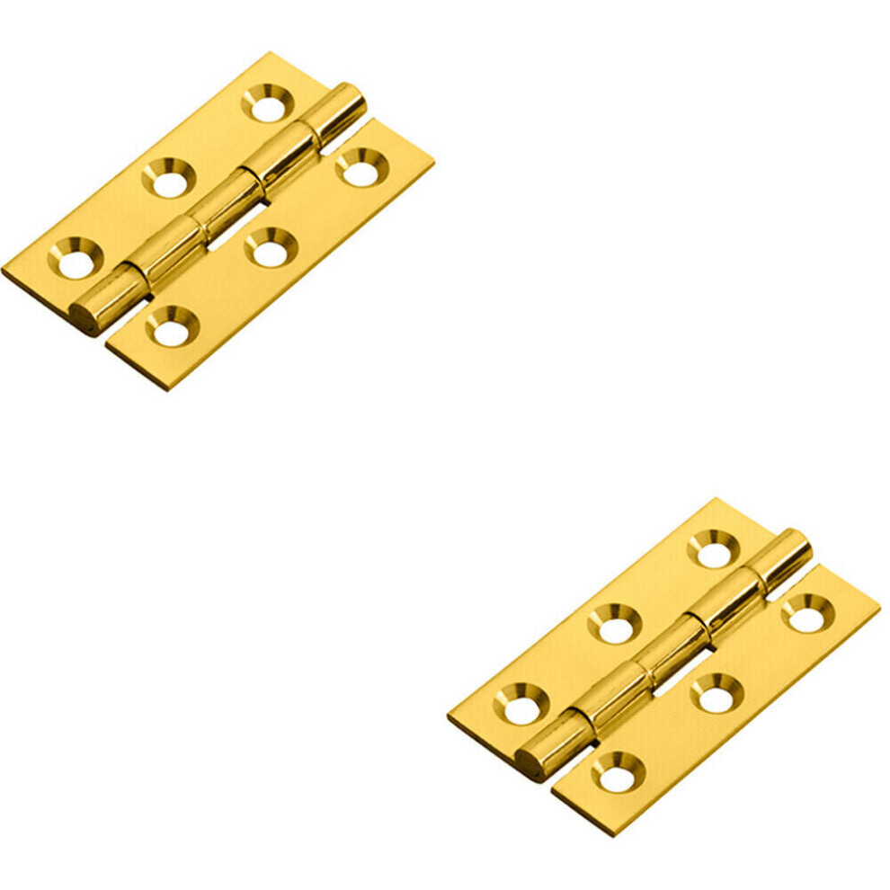 2x PAIR 50 x 28 x 1.5mm Cabinet Hinge Polished Brass Small Cupboard Door