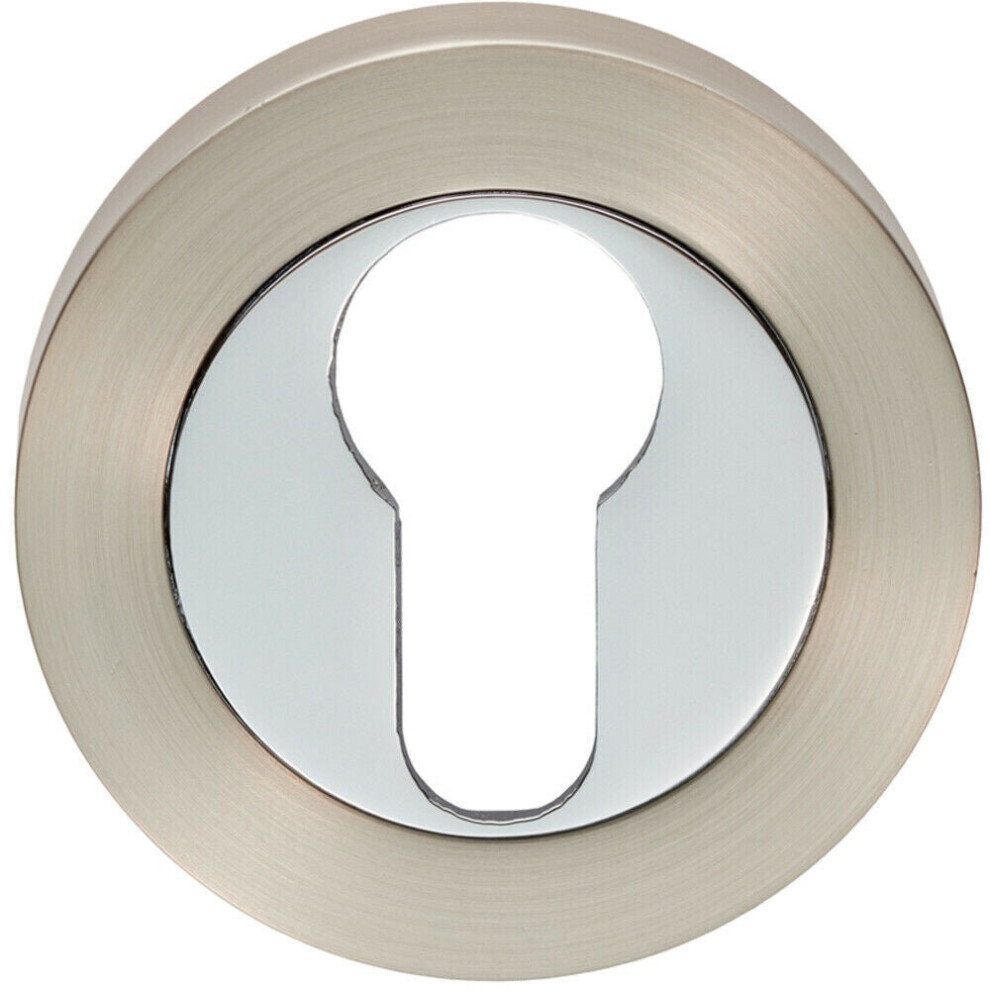 50Mm Euro Profile Escutcheon 10Mm Depth Concealed Fix Satin Nickel/Chrome 5056492561838