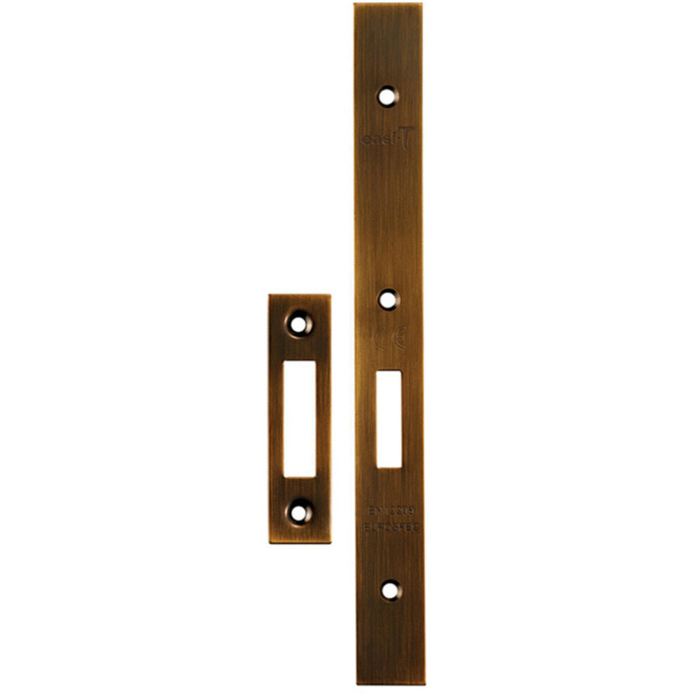 Loops Forend Strike & Fixing Pack Suitable For Din Euro Deadlock Antique Brass