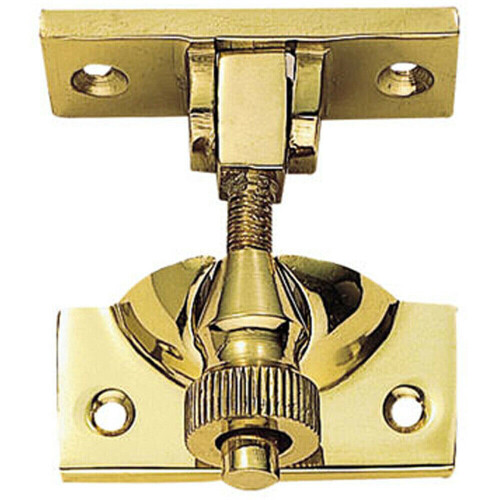 Loops Brighton Pattern Sprung Sash Fastener 56 x 22mm Fixing Plate Polished Brass