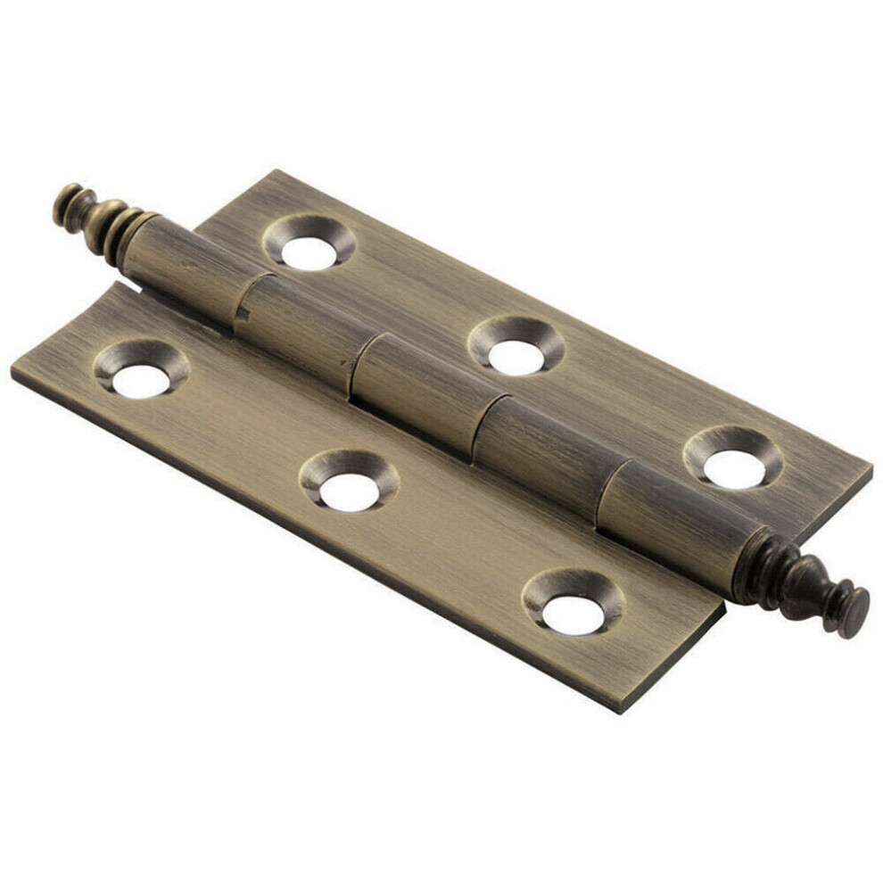 Loops Pair 64 X 35 X 2Mm Finial Cabinet Hinge Antique Brass Decorative Cupboard