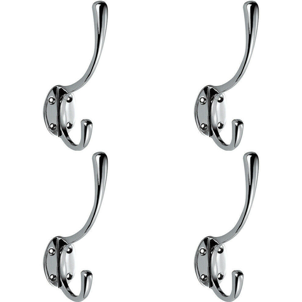 Loops 4X Victorian Hat & Coat Hook On Oval Backplate 64Mm Projection Polished Chrome