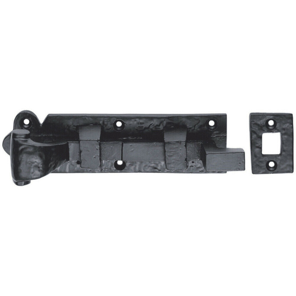 Cranked Barerel Surface Mounted Door Bolt Lock 115 X 31Mm Black Antique