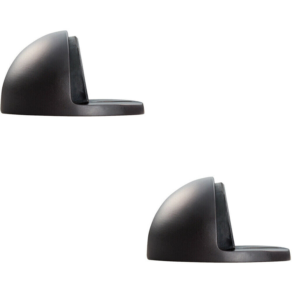 Loops 2X Floor Mounted Oval Doorstop 44 X 22Mm Matt Half Moon Stopper Bronze