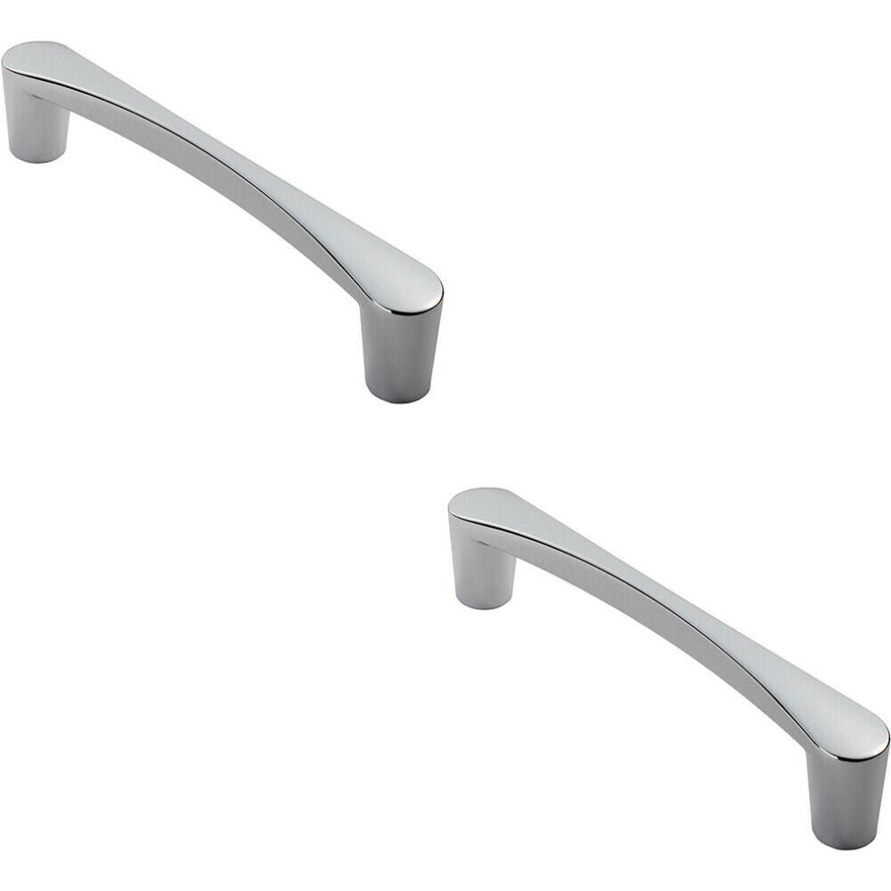 Loops 2X Curved D Shape Pull Handle 146 X 18.5Mm 128Mm Fixing Centres Polished Chrome