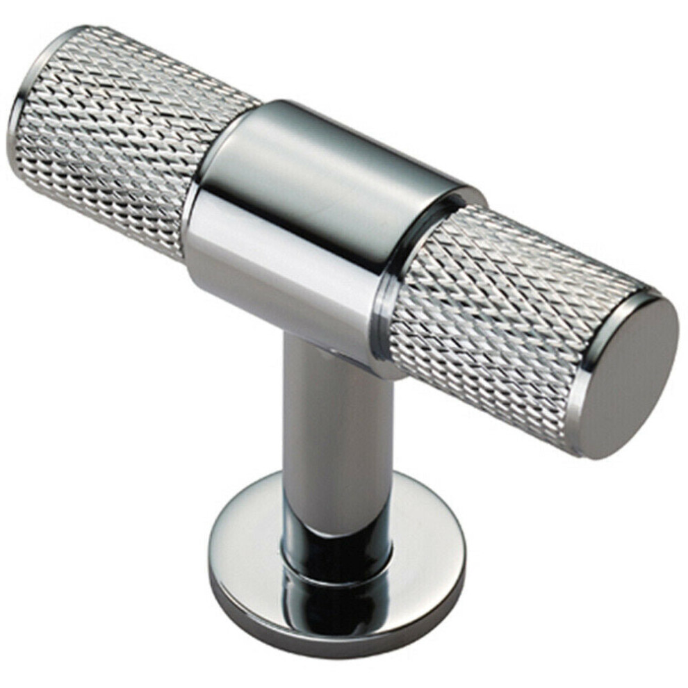 Knurled Cupboard T Shape Pull Handle 50 X 13Mm Polished Chrome Cabinet Handle