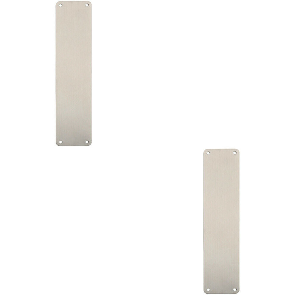 2x Plain Door Finger Plate 350 x 75mm Satin Stainless Steel Push Plate