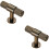 Loops 2x Knurled Cupboard T Shape Pull Handle 50 x 13mm Antique Brass Cabinet Handle 1