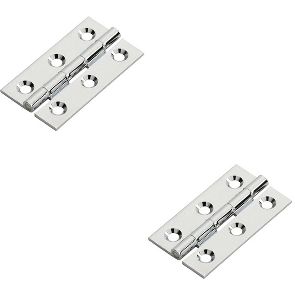 2X Pair 50 X 28 X 1.5Mm Cabinet Hinge Polished Chrome Small Cupboard Door 5056492587685