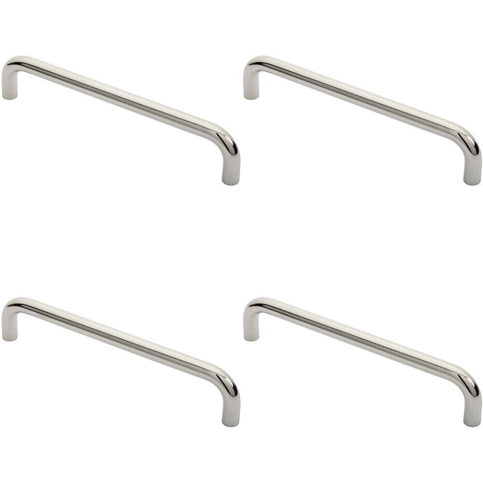 Loops 4X Round D Bar Pull Handle 319 X 19Mm 300Mm Fixing Centres Bright Steel