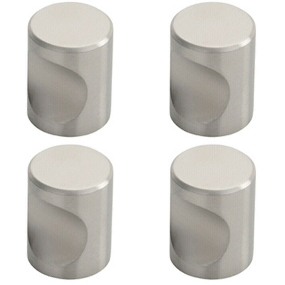 4x Cylindrical Cupboard Door Knob 16mm Diameter Stainless Steel Cabinet Handle