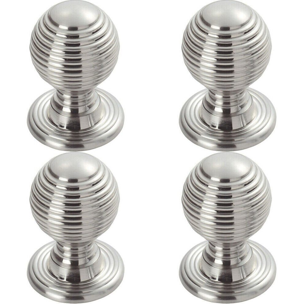 4x Textured Reeded Ball Cupboard Door Knob 23mm Dia Polished Chrome Handle