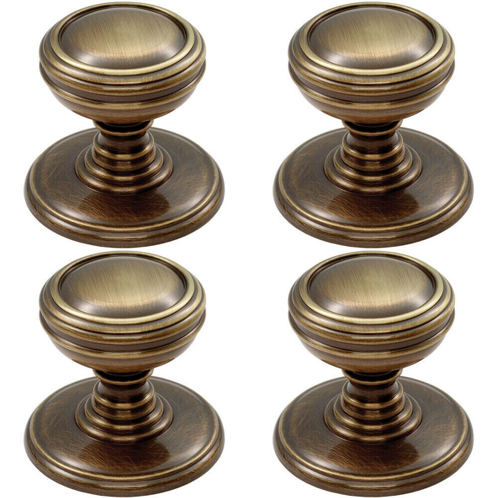 4x Ringed Tiered Cupboard Door Knob 30mm Diameter Bronze Cabinet Handle