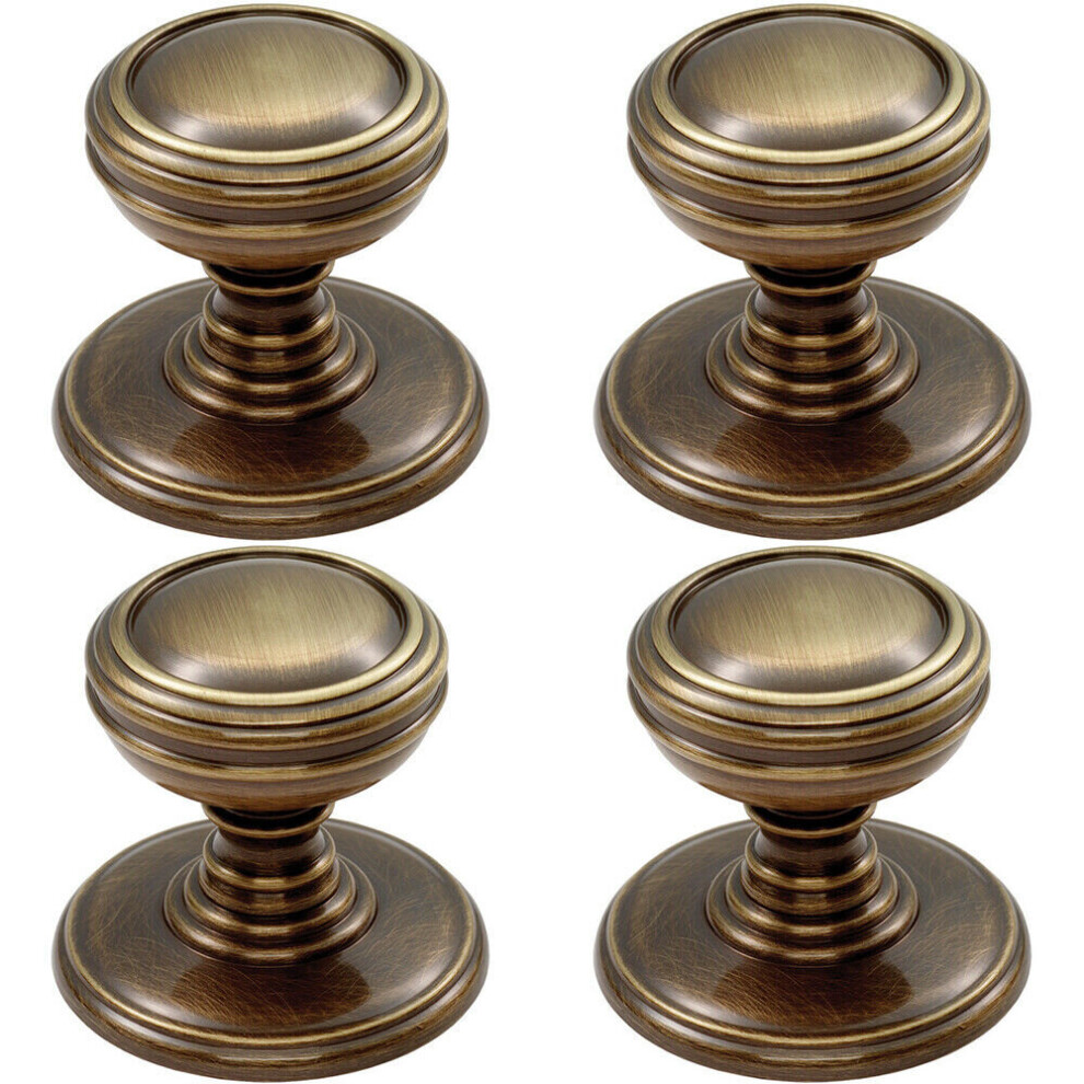 4X Ringed Tiered Cupboard Door Knob 30Mm Diameter Bronze Cabinet Handle 5056524204153