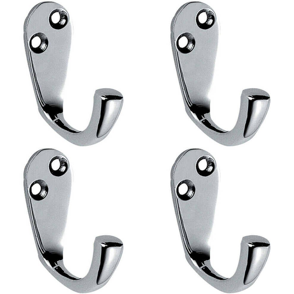 4x Victorian One Piece Single Bathroom Robe Hook 40mm Projection Polished Chrome