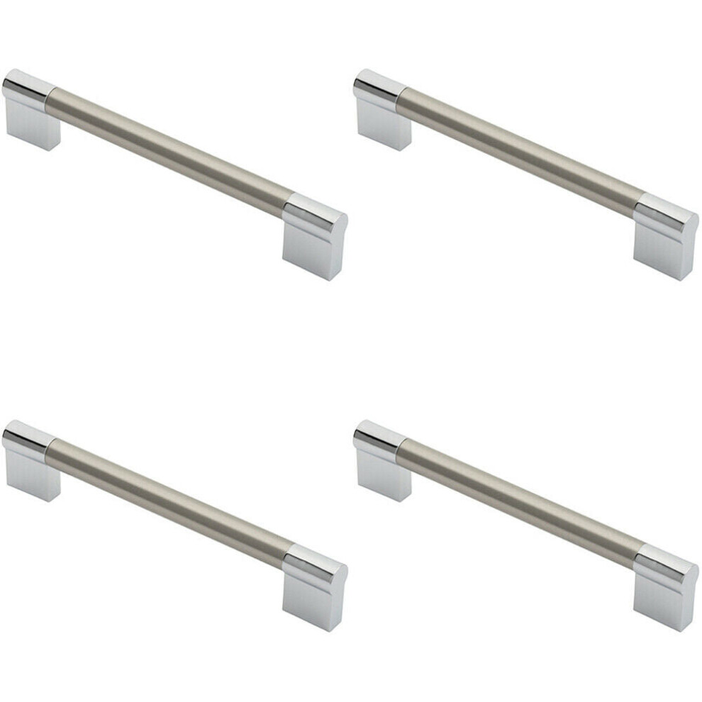 4X Keyhole Bar Pull Handle 172 X 14Mm 160Mm Fixing Centres Satin Nickel & Chrome 5056524202548