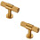 Loops 2x Knurled Cupboard T Shape Pull Handle 50 x 13mm Satin Brass Cabinet Handle 1
