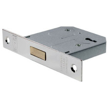 76mm 3 Lever BS Deadlock Square Forend Nickel Plated Door Security Latch